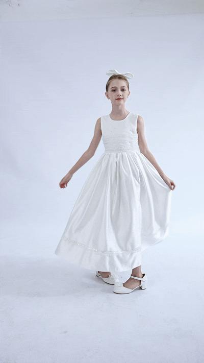 White Sylvarra Sleeveless Formal Dress with Headband