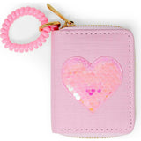 Sequin Heart Spiral Strap Wallet