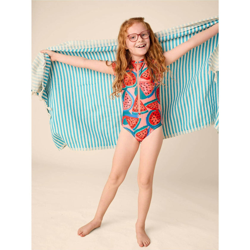 Rash Guard One-Piece Swimsuit, Orange