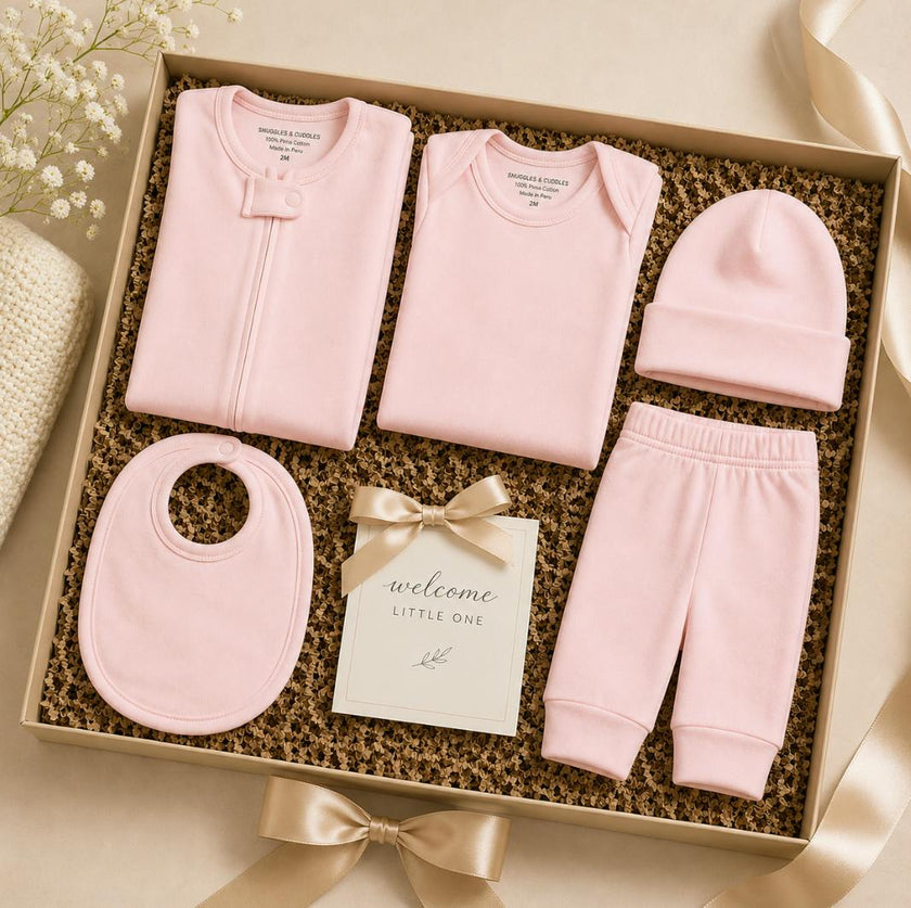 Pima Cotton 5-Piece Newborn Layette Set | Hypoallergenic Baby Gift Set