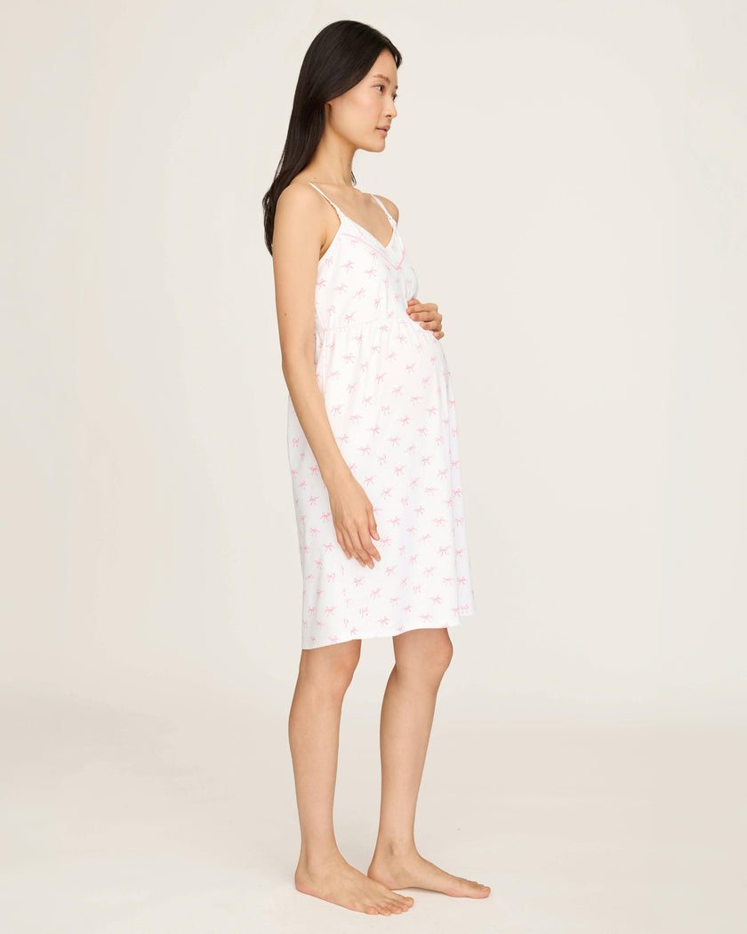 Women's Pima Maternity Nightgown in Blushing Bows