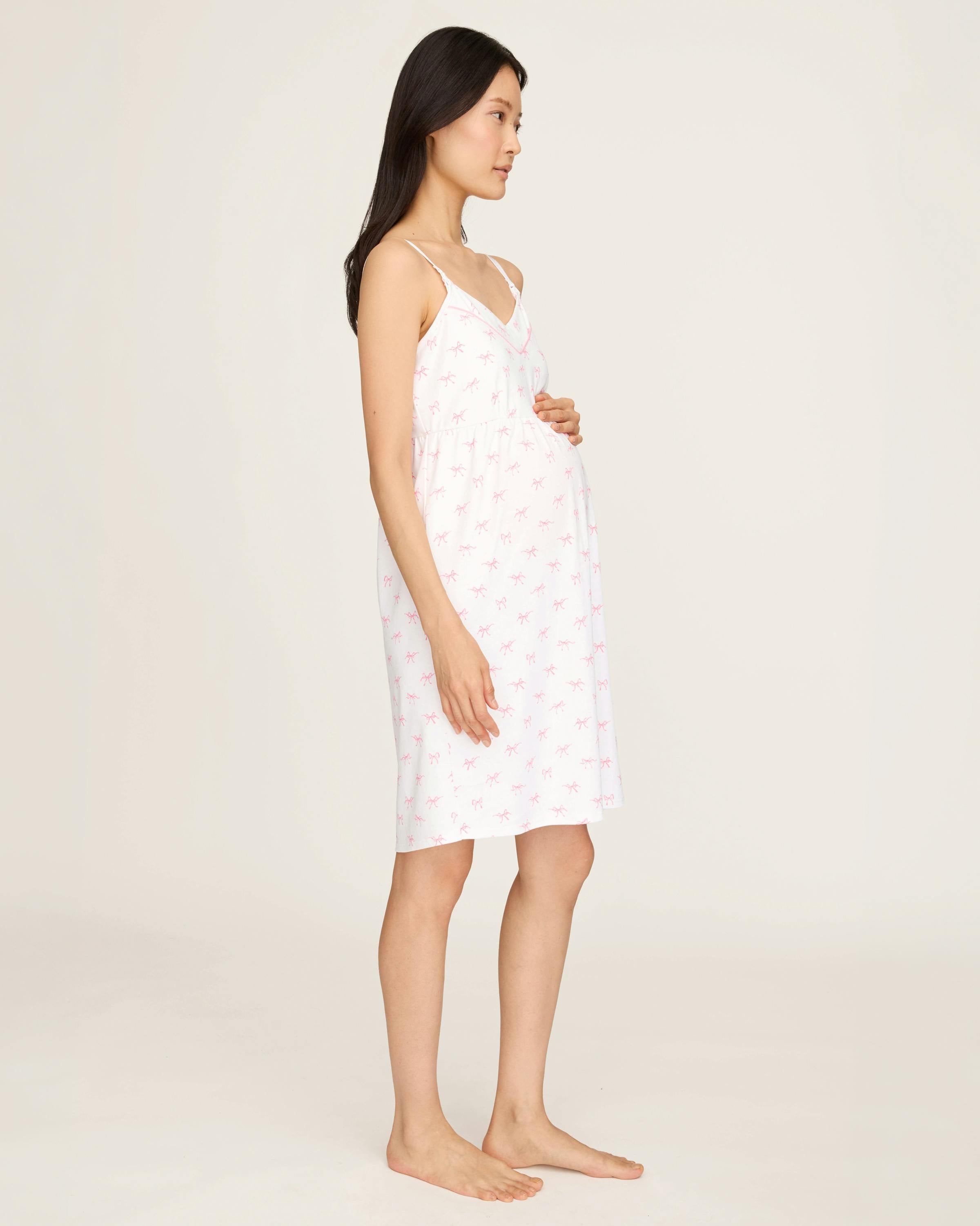 Women's Pima Maternity Nightgown in Blushing Bows