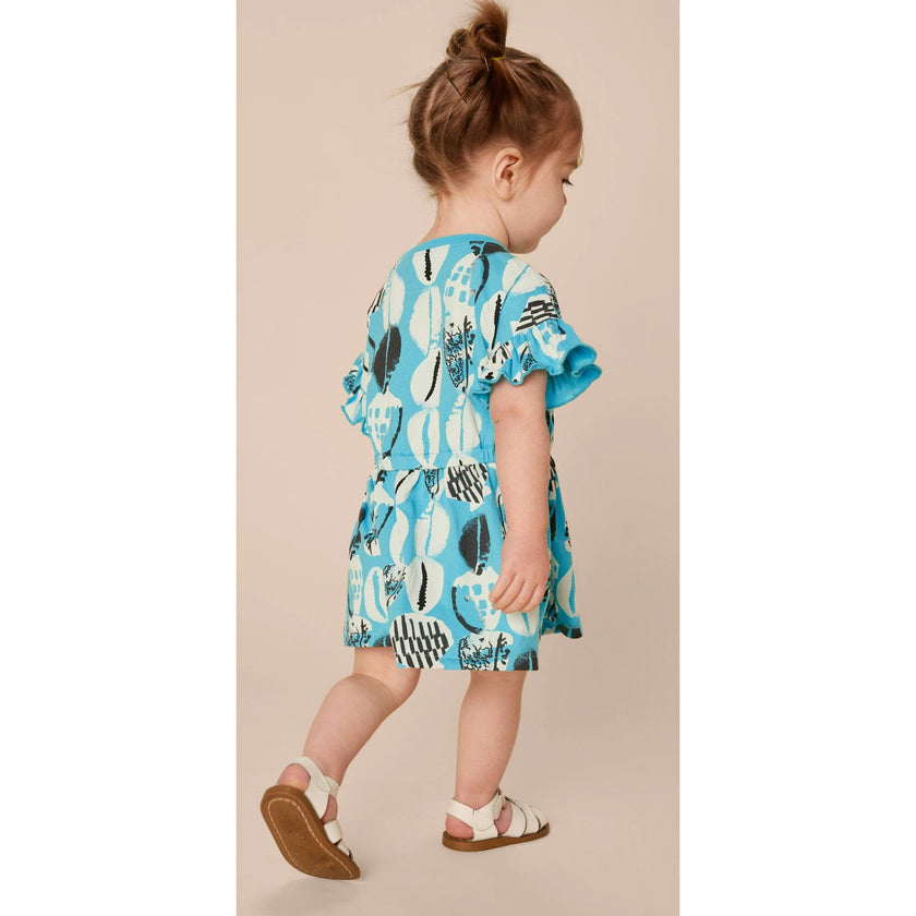 Tie Waist Short Flutter Sleeve Dress, Blue