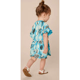 Tie Waist Short Flutter Sleeve Dress, Blue