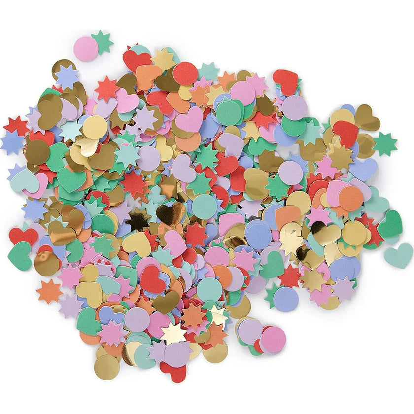 Packed Party Rainbow Multicolor Party Confetti Mix - Thick Paper Confetti Dots Hearts Stars and More for Tabletops, Gift Bags, and Photo Ops