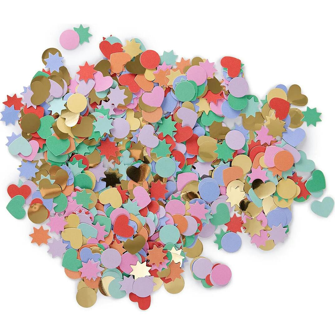 Packed Party Rainbow Multicolor Party Confetti Mix - Thick Paper Confetti Dots Hearts Stars and More for Tabletops, Gift Bags, and Photo Ops