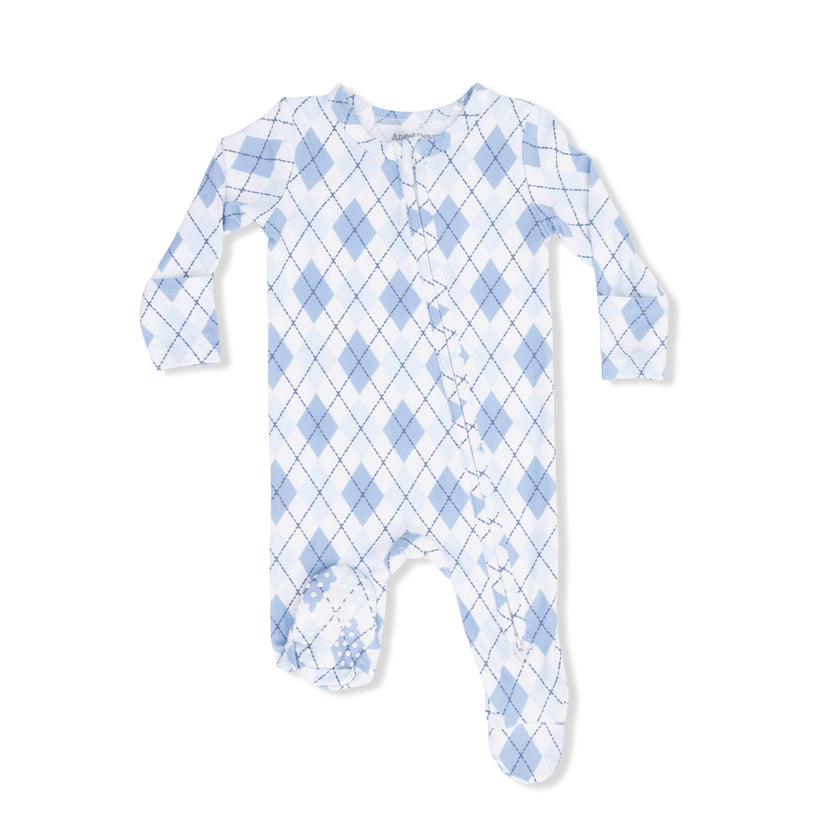 Blue Argyle - 2 Way Zipper Footie