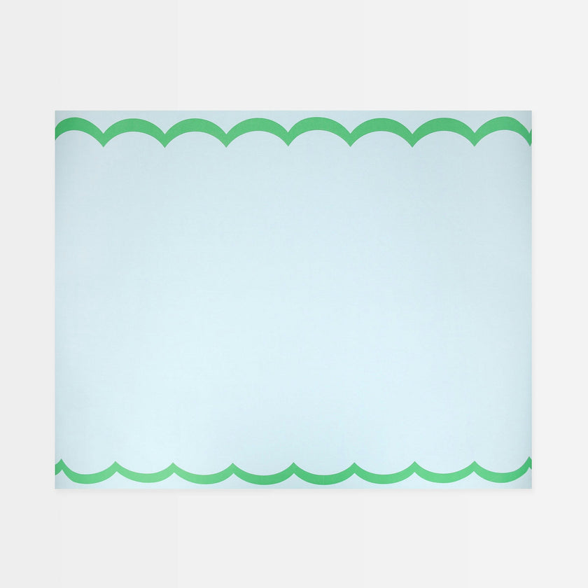 Scalloped Edge Blue Green Table Runner