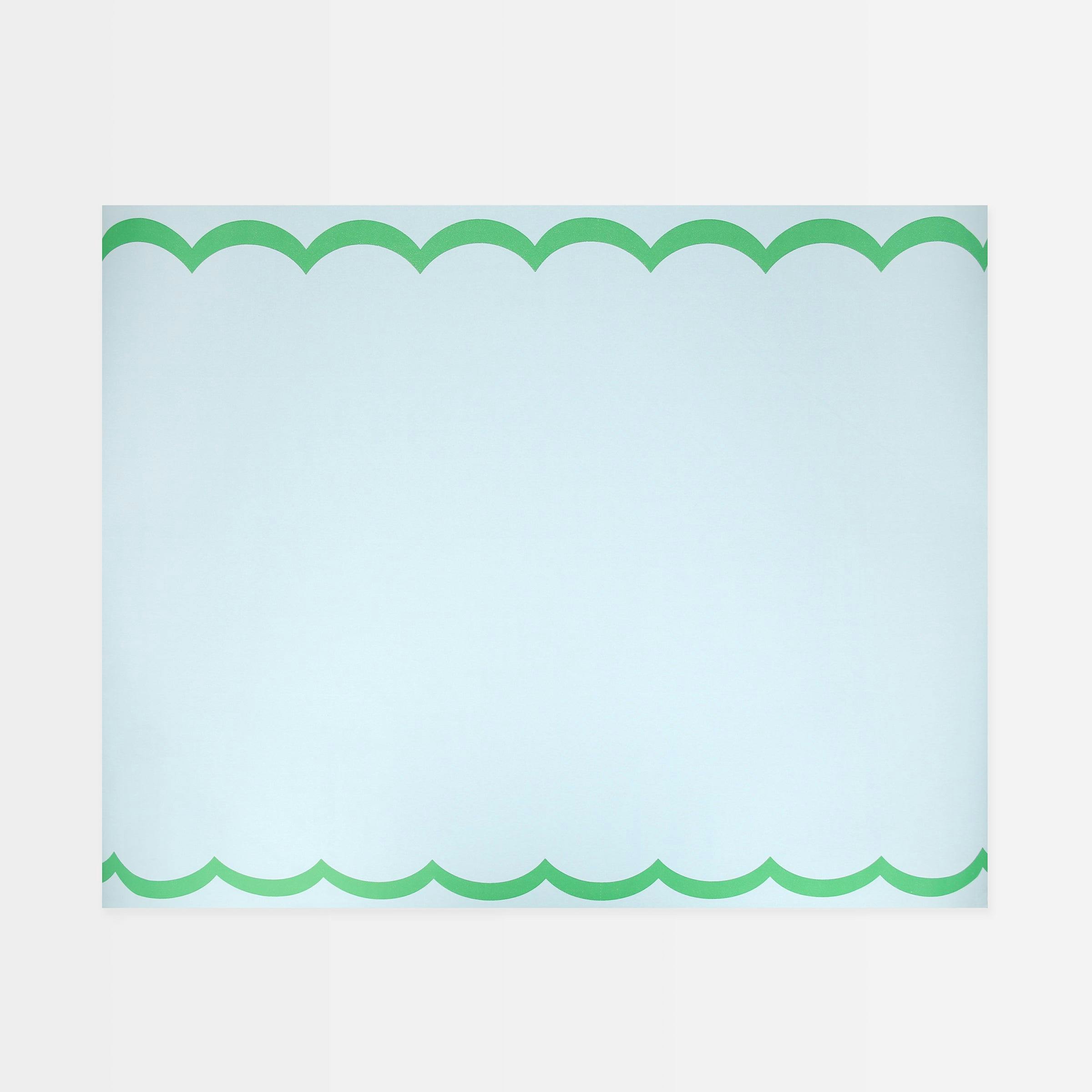Scalloped Edge Blue Green Table Runner