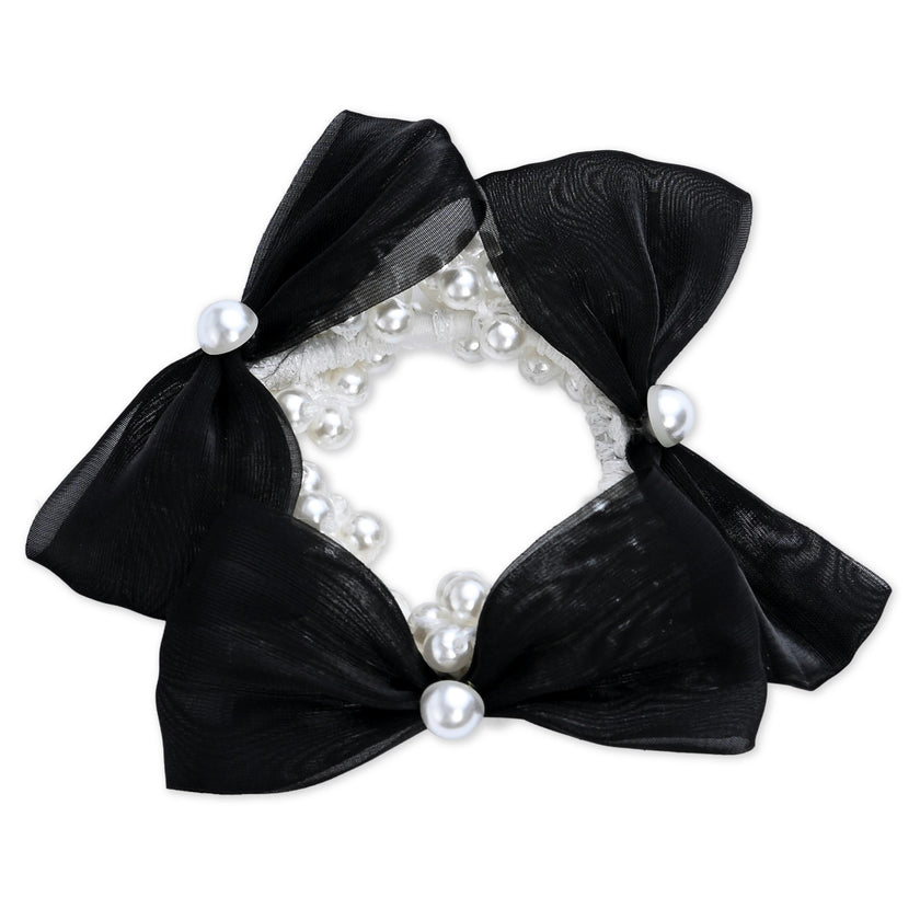 Pearl Bow Scrunchie Set