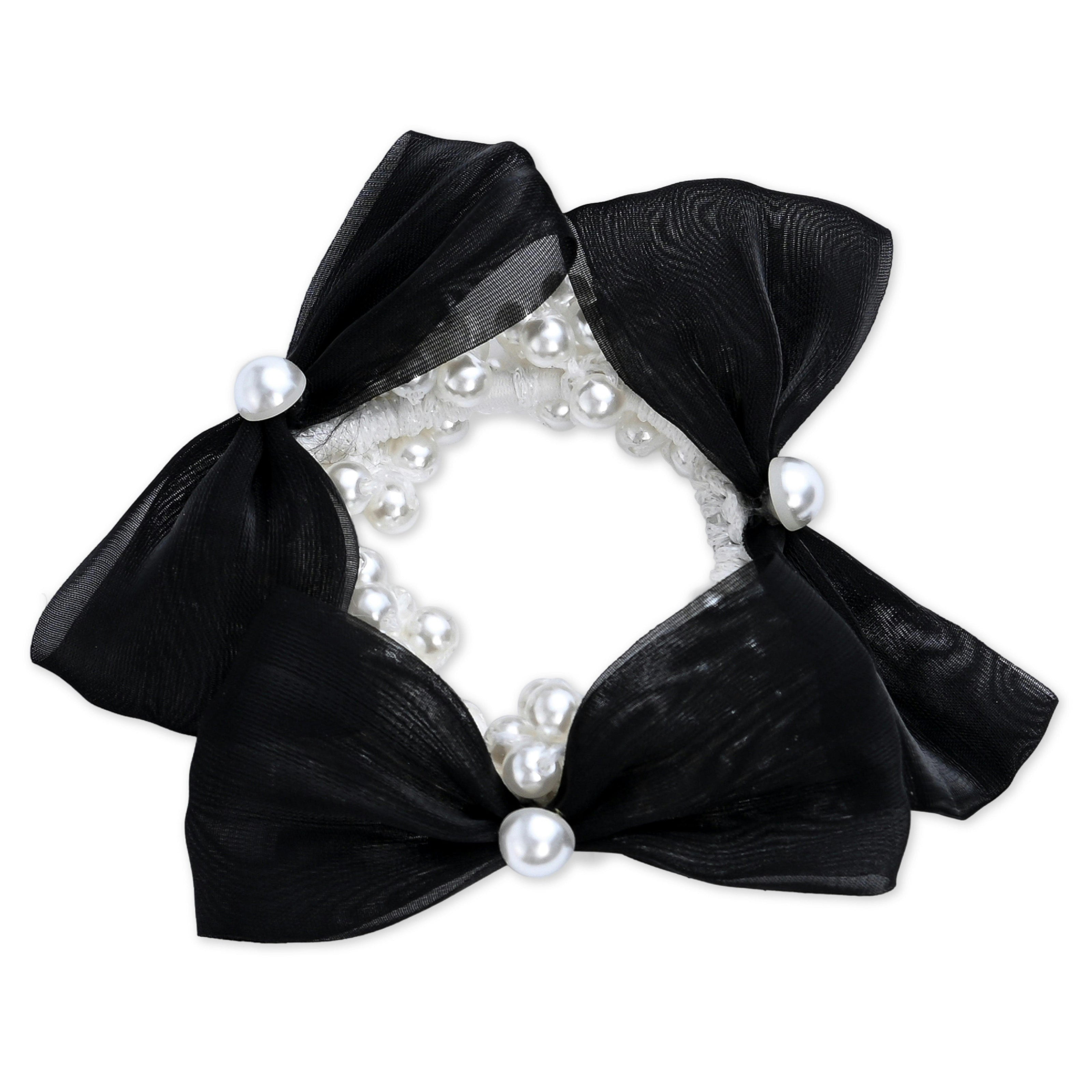 Pearl Bow Scrunchie Set