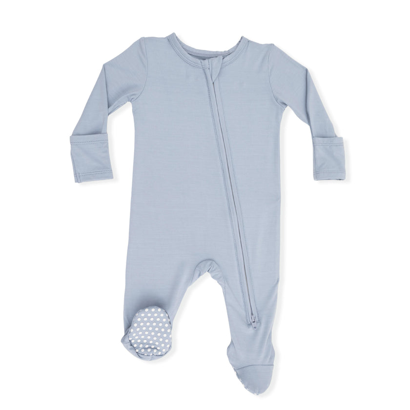 Solid Niagara Mist - 2 Way Zipper Footie