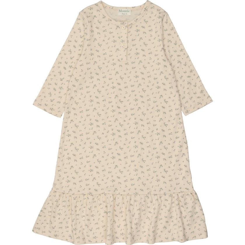 Printed Gauze 3-Quarter Sleeve Dress