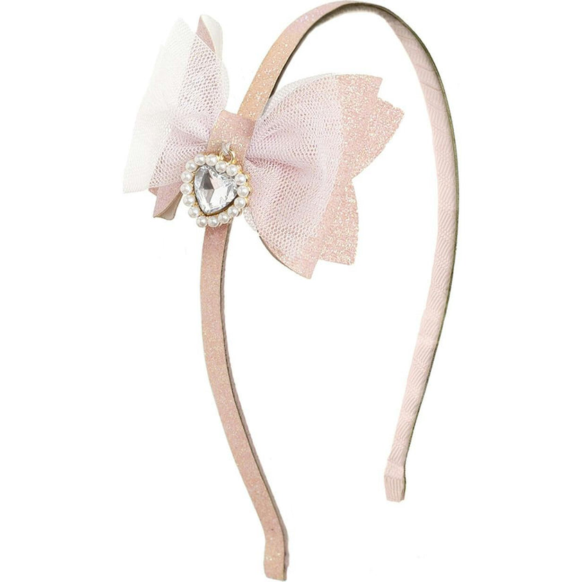 Heart Charm Glitter Bow Headband