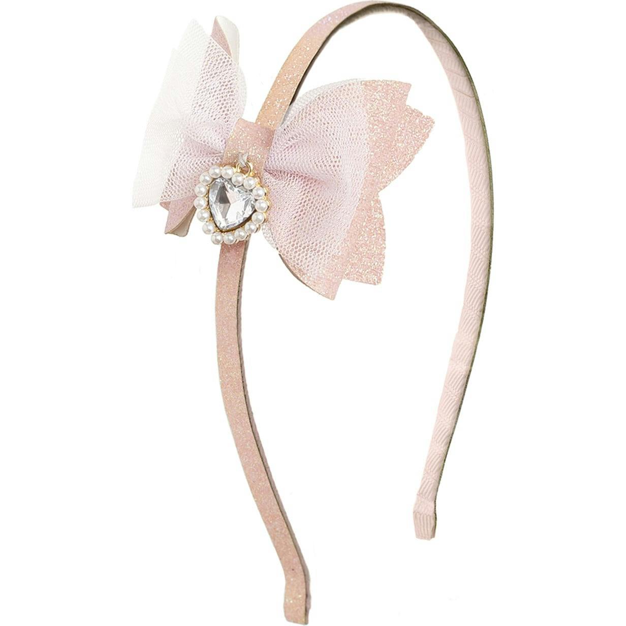 Heart Charm Glitter Bow Headband