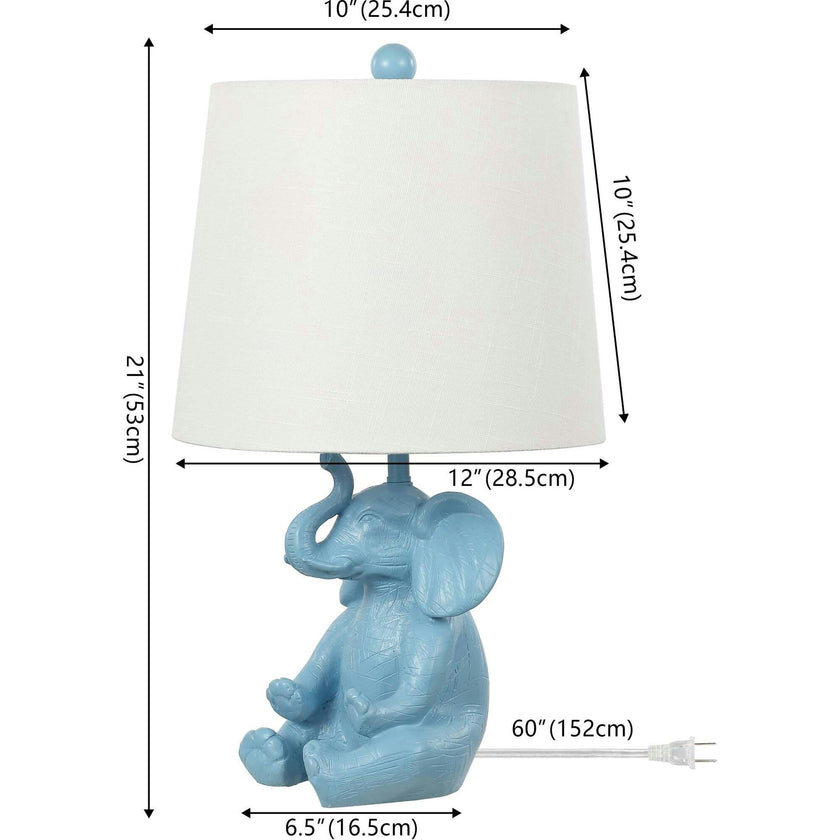 Kairi 21" Modern Shabby Chic Resin/Iron Happy Elephant LED Kids' Table Lamp with Phone Stand