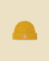 Organic Waffle Knit Beanie in Brass Yellow