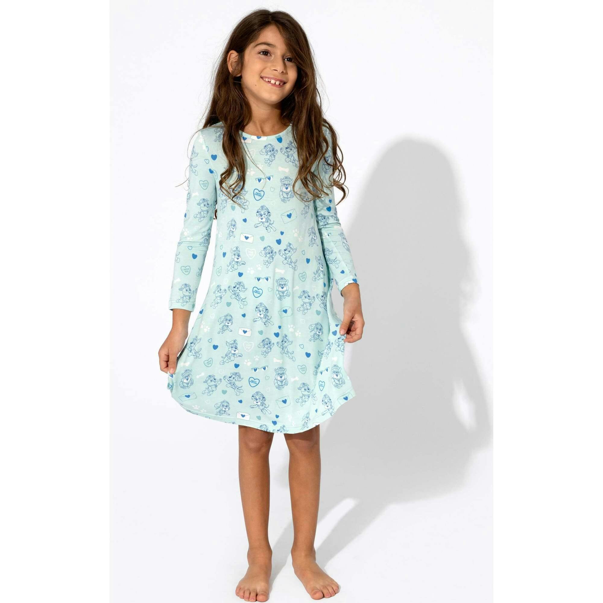 PAW Patrol: Valentine's Blue Bamboo Girls' Long Sleeve Dress