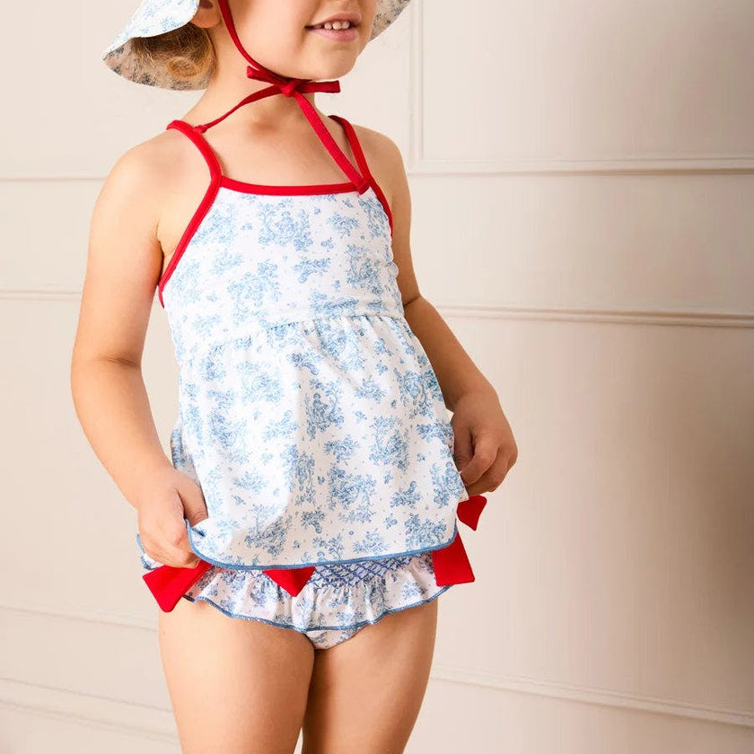 Audrey Toile Beach Hat in Blue (S-L)