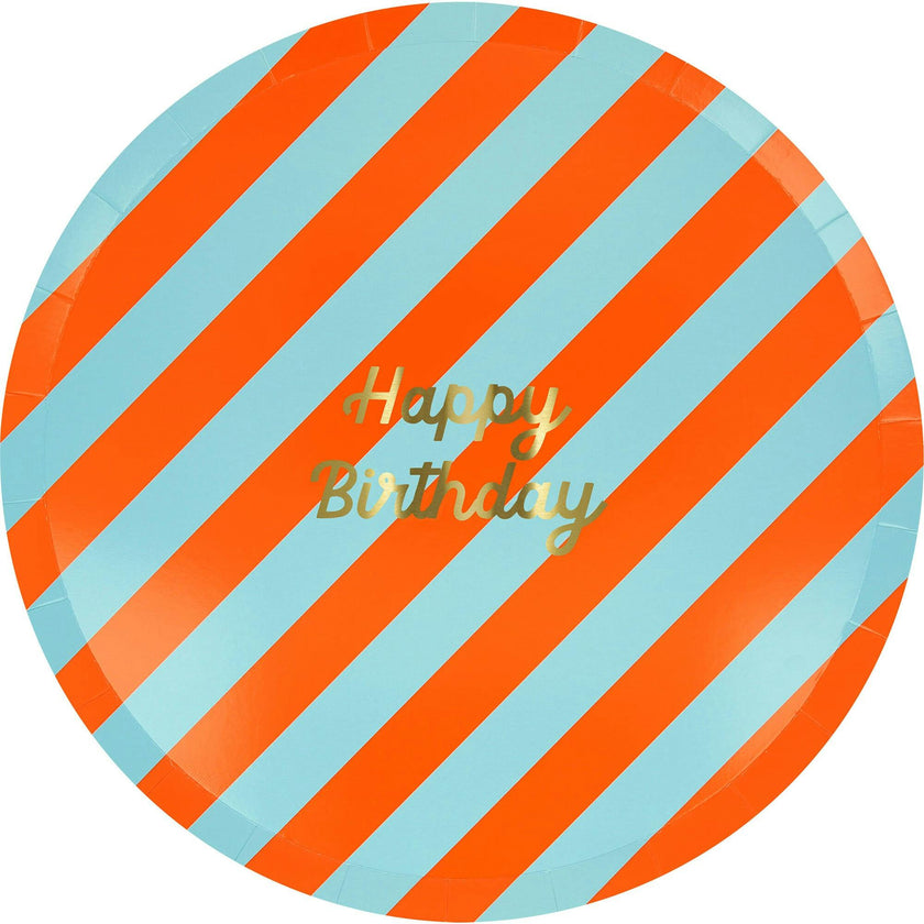 Stripe Happy Birthday Dinner Plates