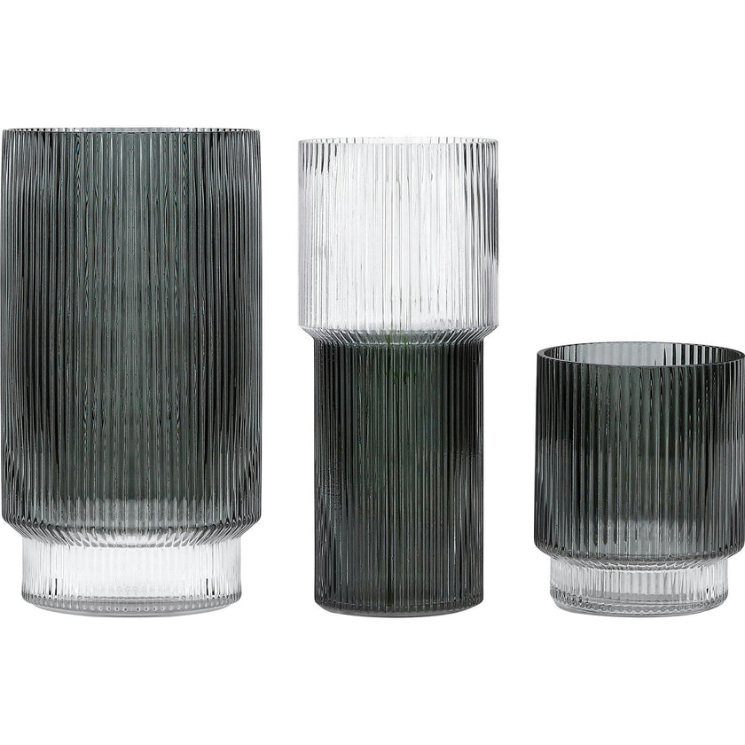 Zinc Fluted Glass Vase