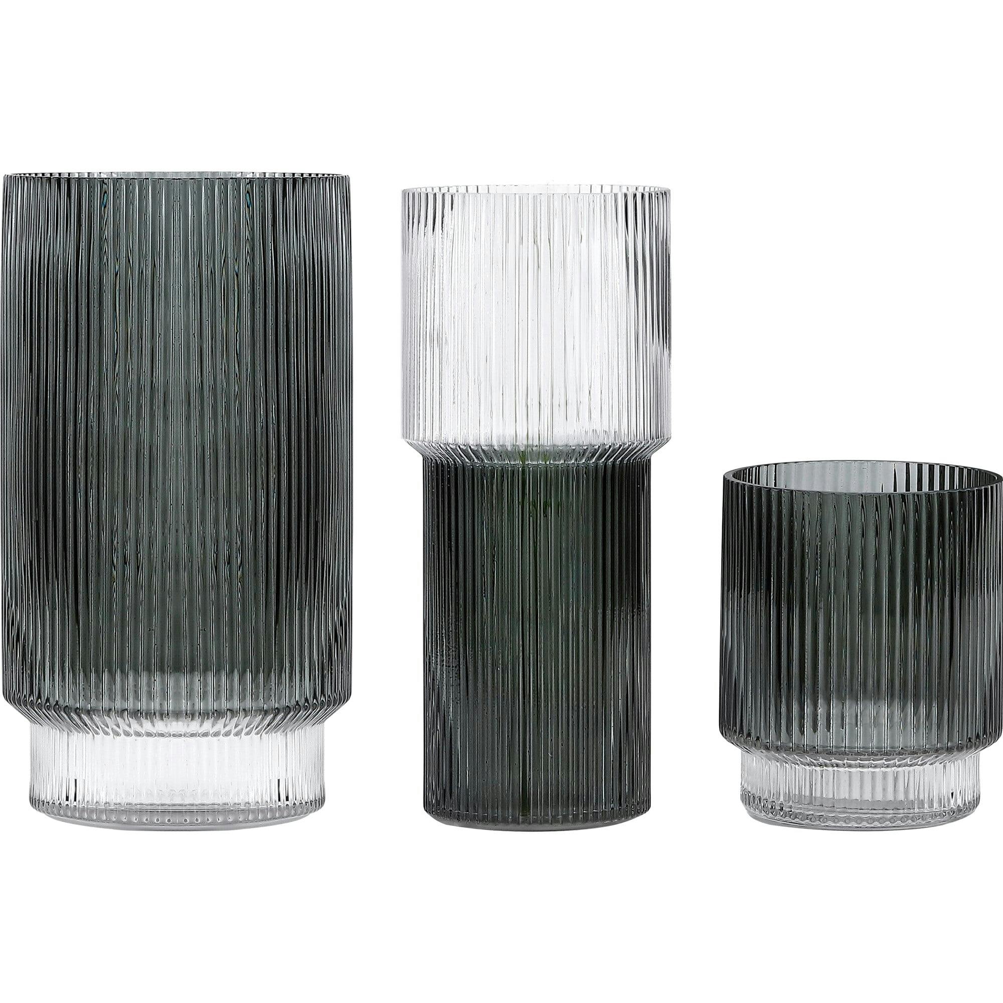 Zinc Fluted Glass Vase