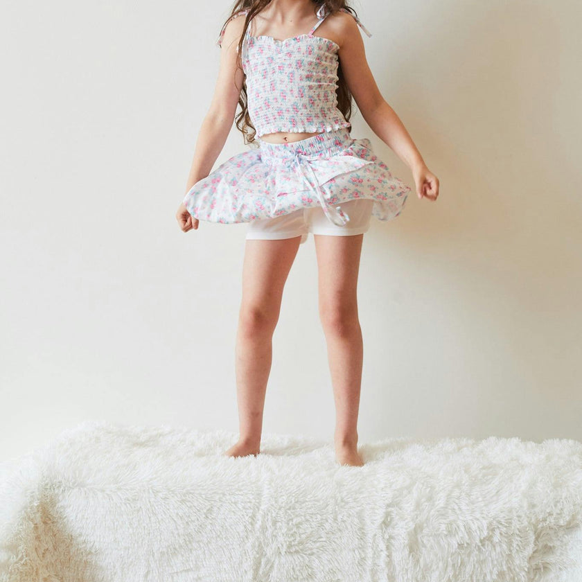 Willow Romantic Rose White With Pink Satin Skort