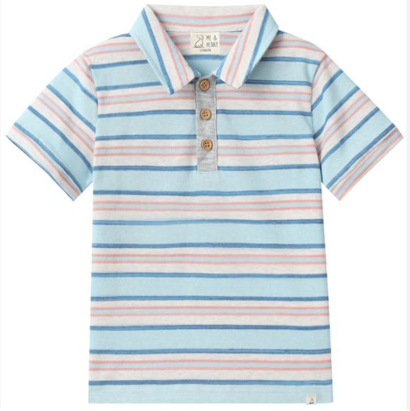 POLREATH Blue/Pink Stripe Polo