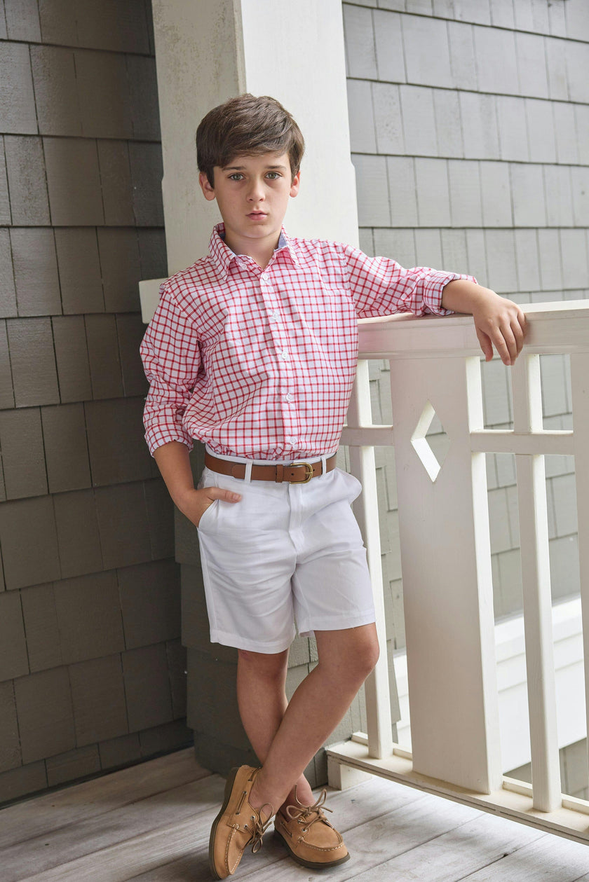 Button Down Shirt - Red Windowpane
