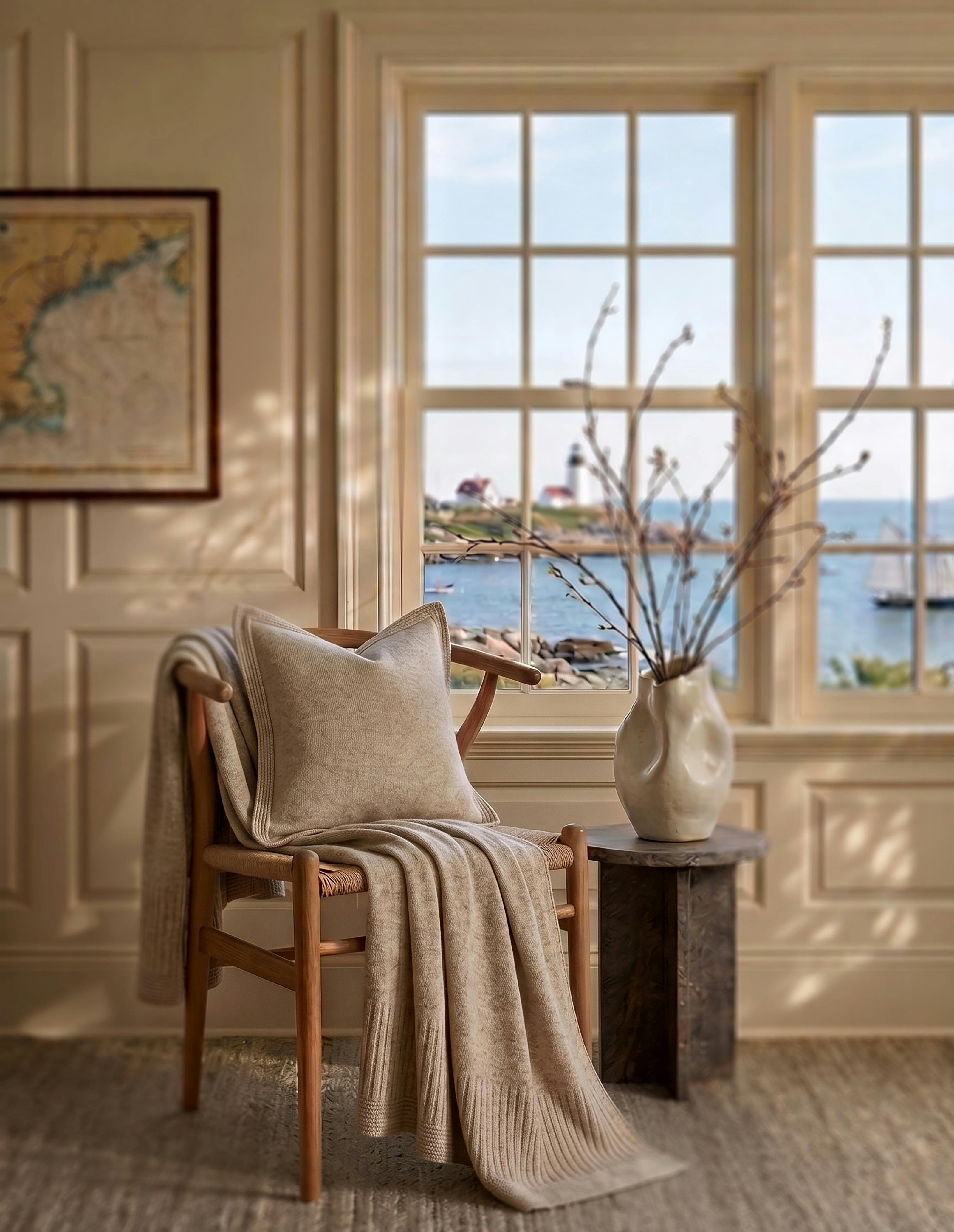 The Aspen Cashmere Throw | Heather Oatmeal