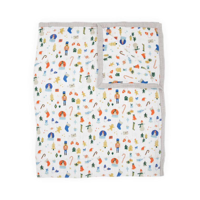 Cotton Muslin Quilted Throw - Christmas Time
