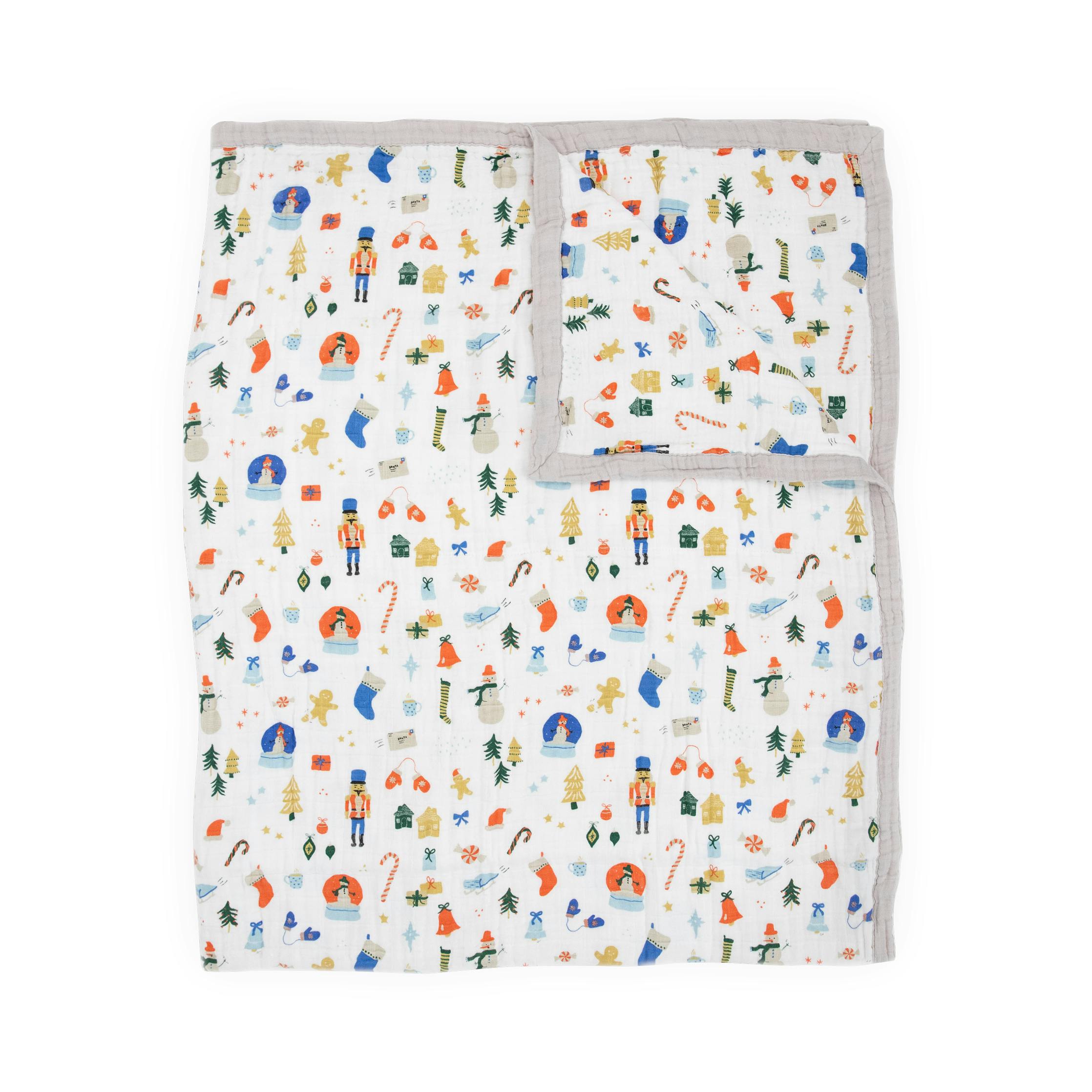 Cotton Muslin Quilted Throw - Christmas Time