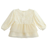 Cream Embroidered Ruffle Outfit with Bow Headband