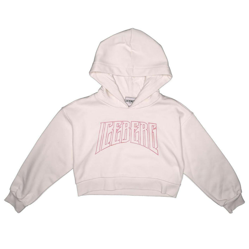 ICEBERG Cropped Pink Logo Hoodie