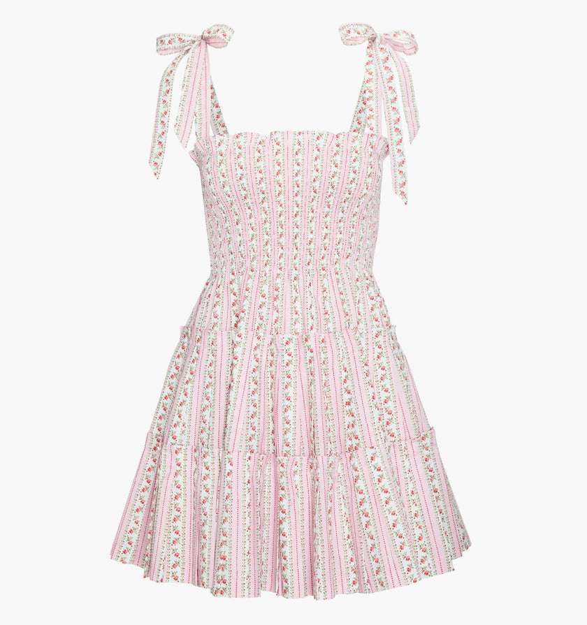 The Ribbon Charlotte Nap Dress - Pink Floral Dot Stripe