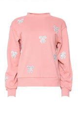 Micah Crew Neck Sweatshirt in Pink & Bows