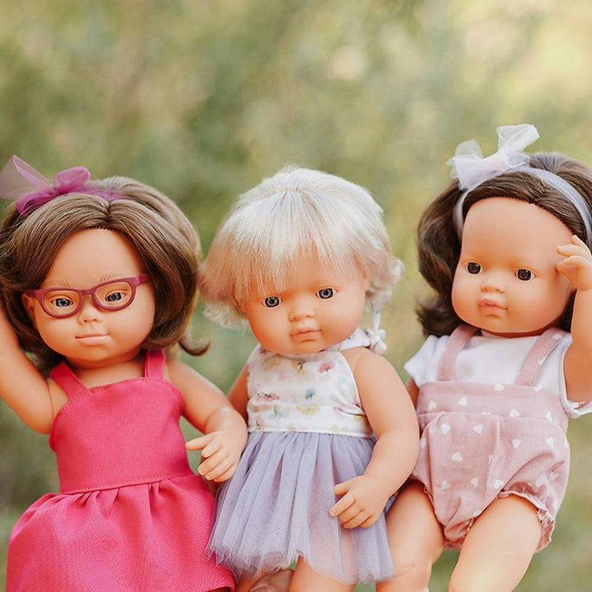 My Friends and Me Collection Brunette Baby Girl Doll with Down Syndrome and Glasses- 15"