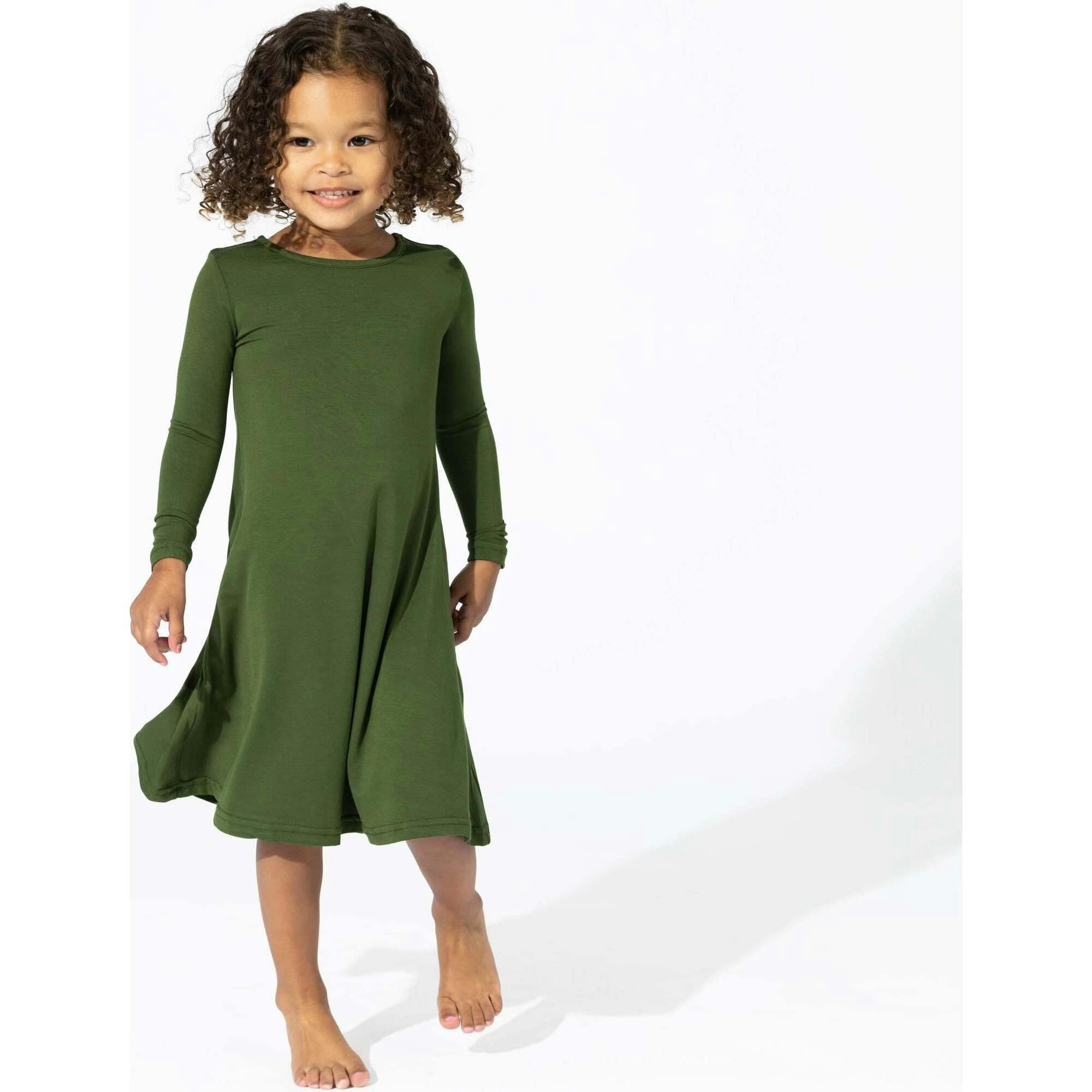 Evergreen Bamboo Girls' Long Sleeve Dress