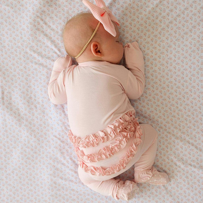 Sweet Pink Footie Ruffled Zippered One Piece