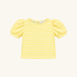 Puff Sleeve Tee in Yellow Floral Stripe