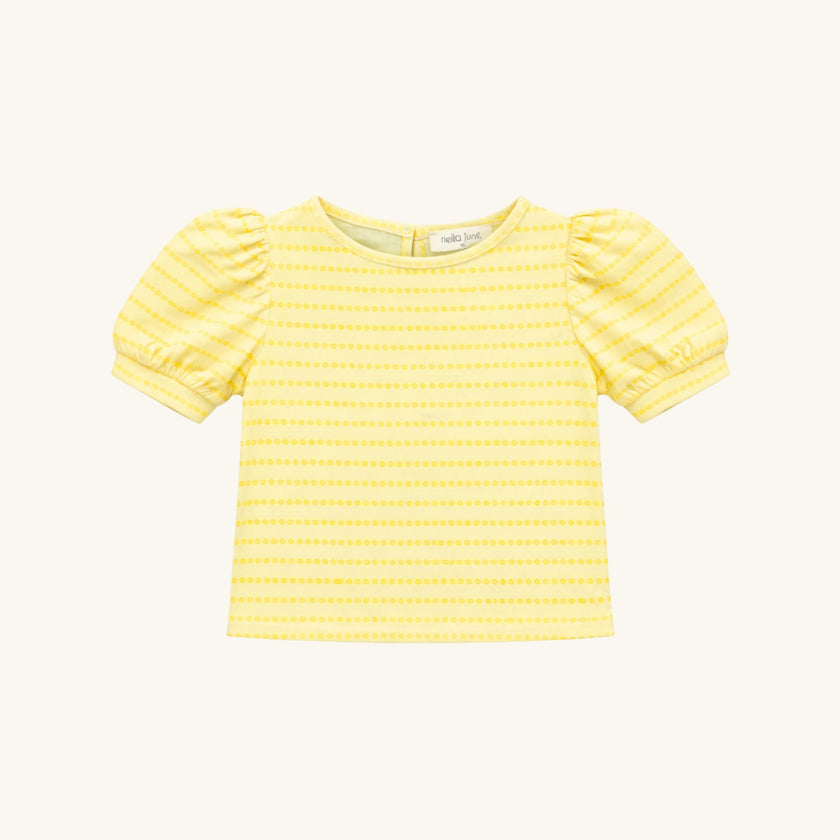 Puff Sleeve Tee in Yellow Floral Stripe