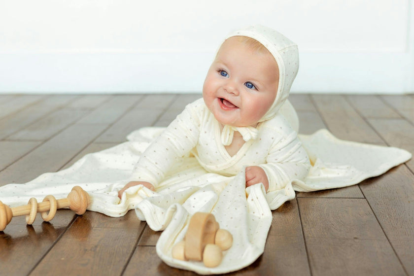 Velour Dot Pattern Wrap Footie