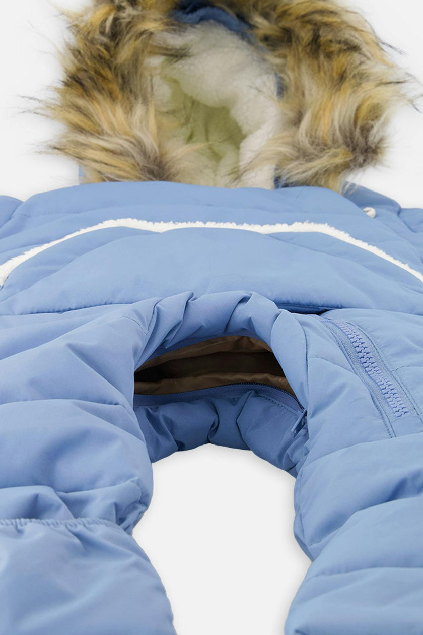 Baby Snug One Piece Snowsuit Adapted For Car Seats Blue Grey