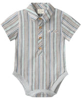 MULTI/BLUE BEIGE STRIPE HELFORD WOVEN ONESIE