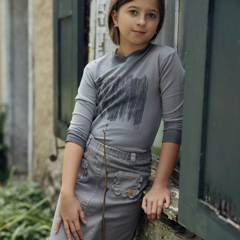 Denim Scallop Skirt