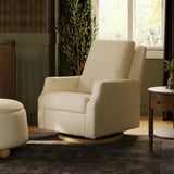 Crewe Recliner and Swivel Glider in Ivory Boucle w/Light Wood Base