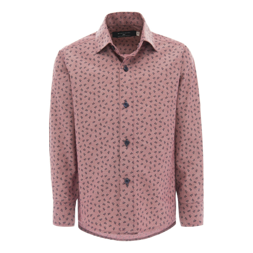 Red Dandelion Print Dress Shirt