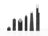 Chess Set Stainless Steel CHICAGO with Wood Map Board