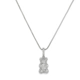 Kids Silver Teddy Bear Charm Necklace