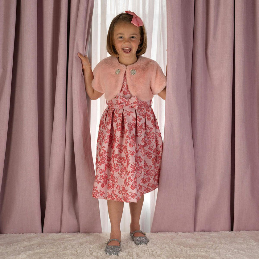 Diamanté Faux Fur Bolero, Pink